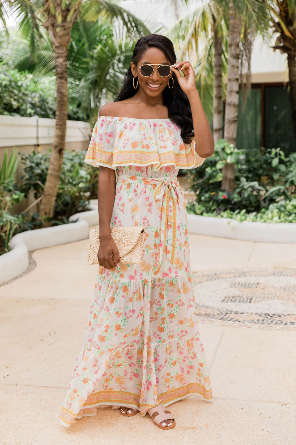 Sweet Southern Kiss Ivory Floral Maxi Dress FINAL SALE