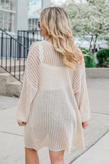 Let's Chat Beige Open Knit Cardigan SALE