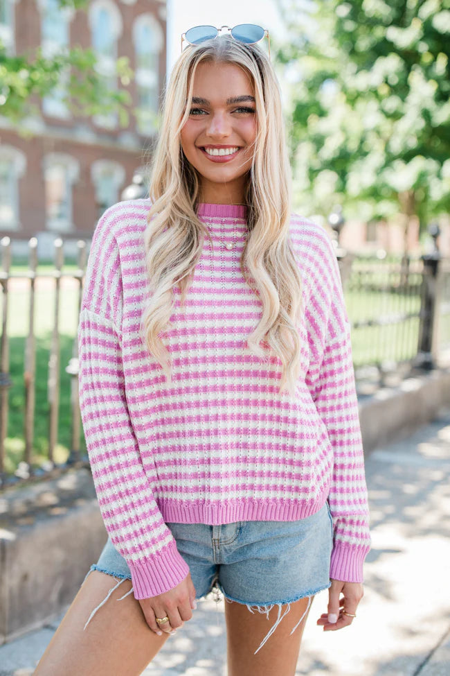 Midnight Dreams Pink Striped Sweater