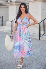 Out Of The Blue Sky Patchwork Print Maxi Dress SALE