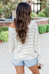 Sprinkle Of Love Wide Neck Striped Sweater  FINAL SALE