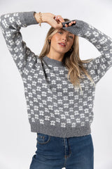 Gonna Go Far Grey Flower Print Sweater SALE