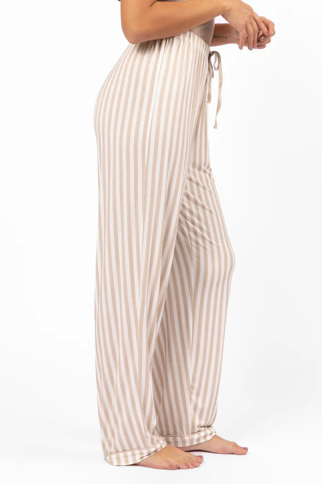 Good To Get Away Neutral Stripe Pajama Pants