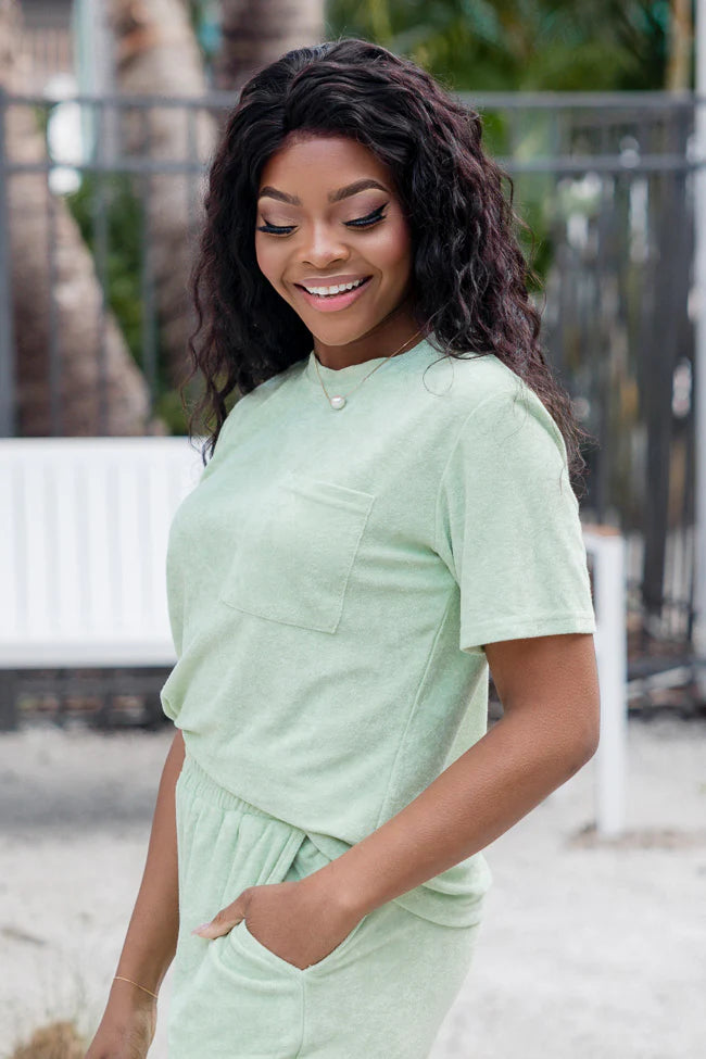 Never Looking Back Lime Terry Lounge Tee  SALE