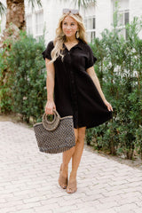 No Worries Black Gauze Button Up Dress FINAL SALE