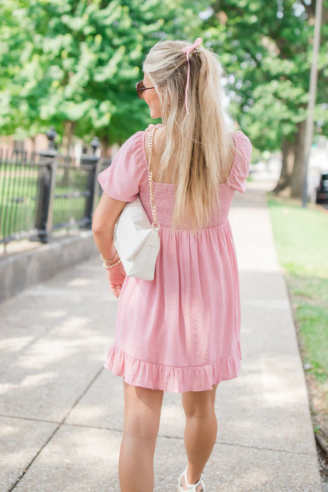 All Together Now Pink Square Neck Mini Dress FINAL SALE