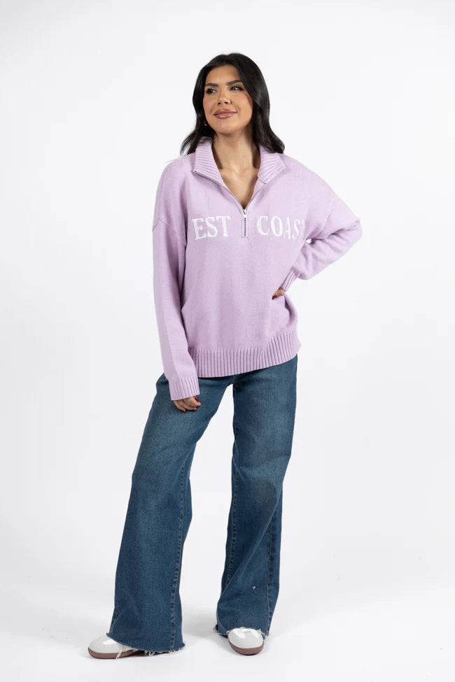 Roll With It Purple West Coast Quarter Zip Sweater SALE