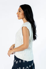 Weather It Together Ivory Cable Knit Sweater Vest