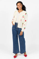 A Fruitful Life Cream Multi Icon Cardigan