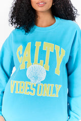 Salty Vibes Only Aqua Oversized Graphic Sweatshirt