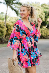 See You Soon Multi Color Tropical Mini Dress FINAL SALE