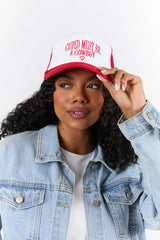 Cupid Must Be A Cowboy Red and White Trucker Hat FINAL SALE