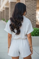 Plain As Day Grey Button Up Collared Romper SALE