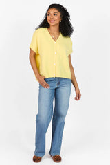 Sweet Disposition Yellow Oversized Short Sleeve Cardigan