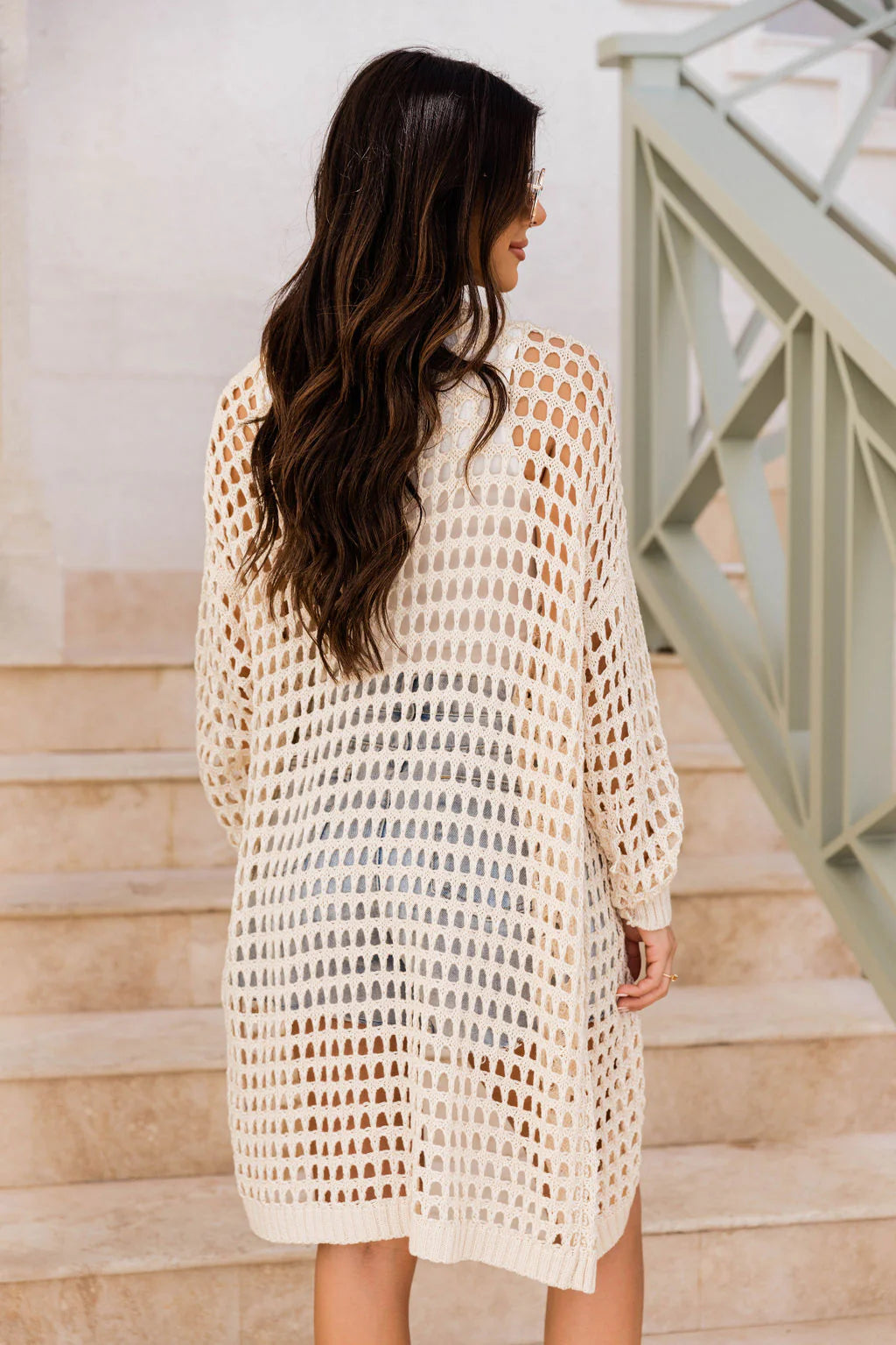 Let It Slide Beige Crochet Cardigan SALE