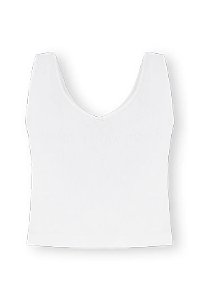 Miles Ahead White V-Neck Tank Bra Top