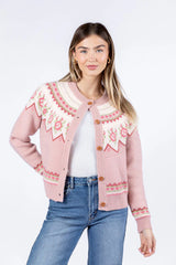 Sunny Meadow Pink Floral Fair Isle Cardigan