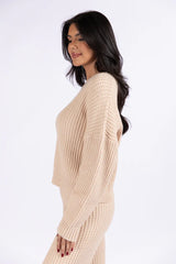 This Is Why Tan Thermal Waffle Knit Pullover SALE