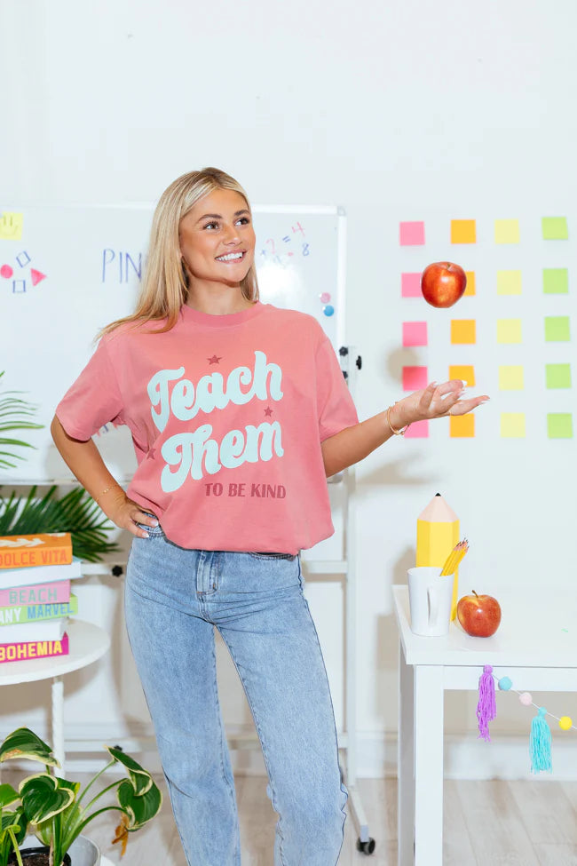 Teach Them To Be Kind Brick Oversized Graphic Tee