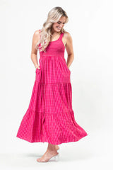 Embrace Today Pink Gingham Midi Dress