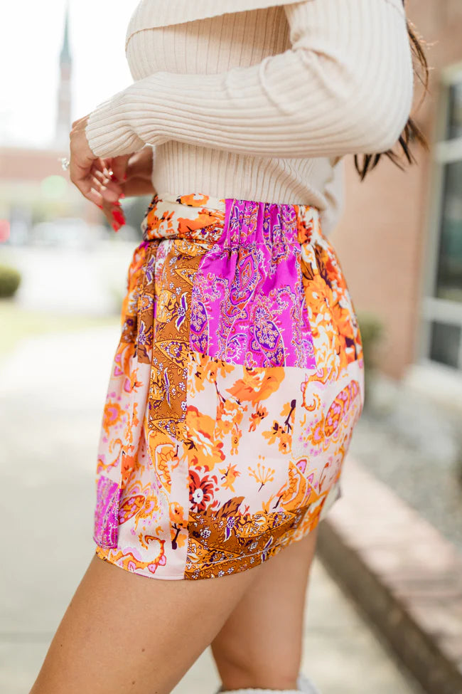 Call Me Later Purple Patch Print Mini Skort FINAL SALE