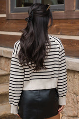 Back In Style Beige and Black Striped Cardigan