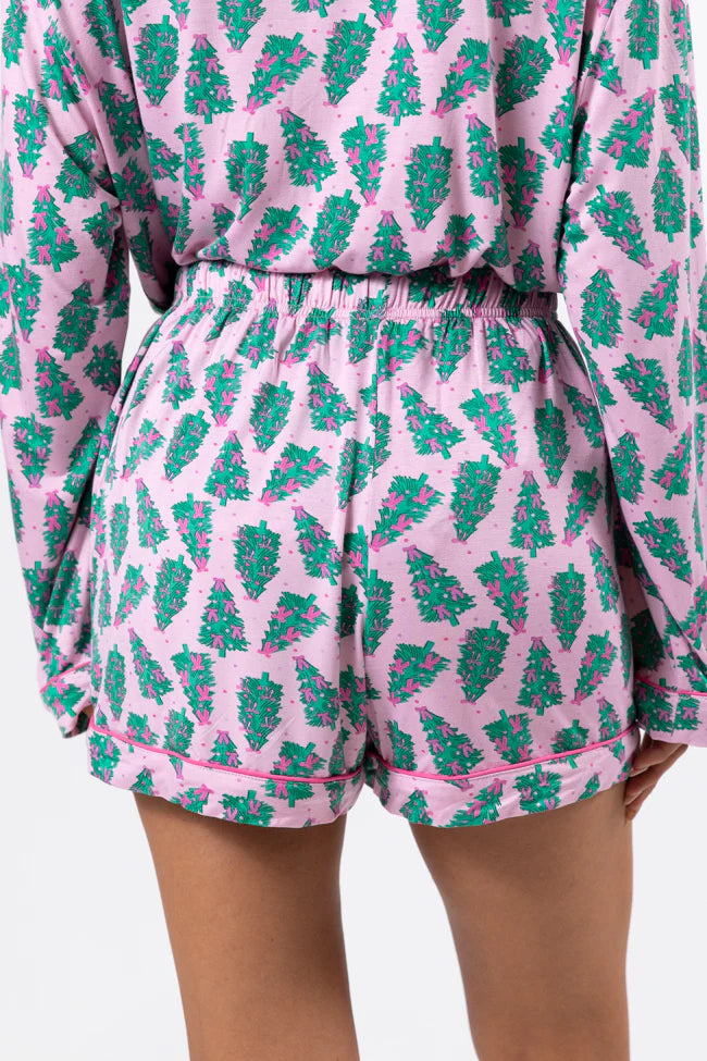 Under The Stars In Pink Pines Bamboo Pajama Shorts FINAL SALE