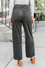 Get To Going Olive Corduroy Straight Leg Pants