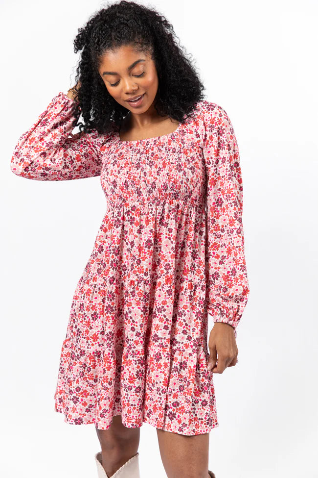 All About You Multi Smocked Knit Floral Dress