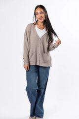 Sounds Like Me Taupe Waffle Knit Cardigan