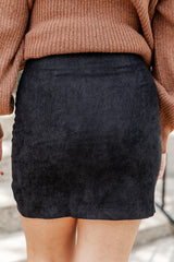 Feels So Right Black Side Button Corduroy Skirt FINAL SALE