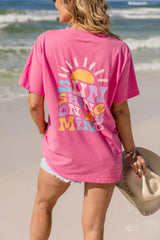 Sunshine On My Mind Hot Pink Oversized Graphic Tee