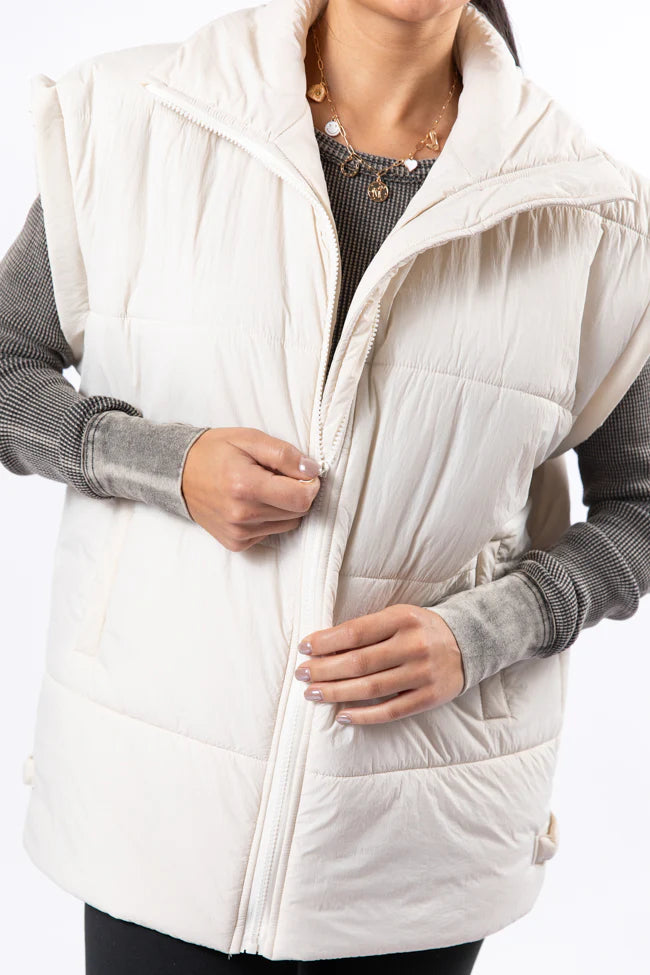 Best Bet Cream Oversized Puffer Vest