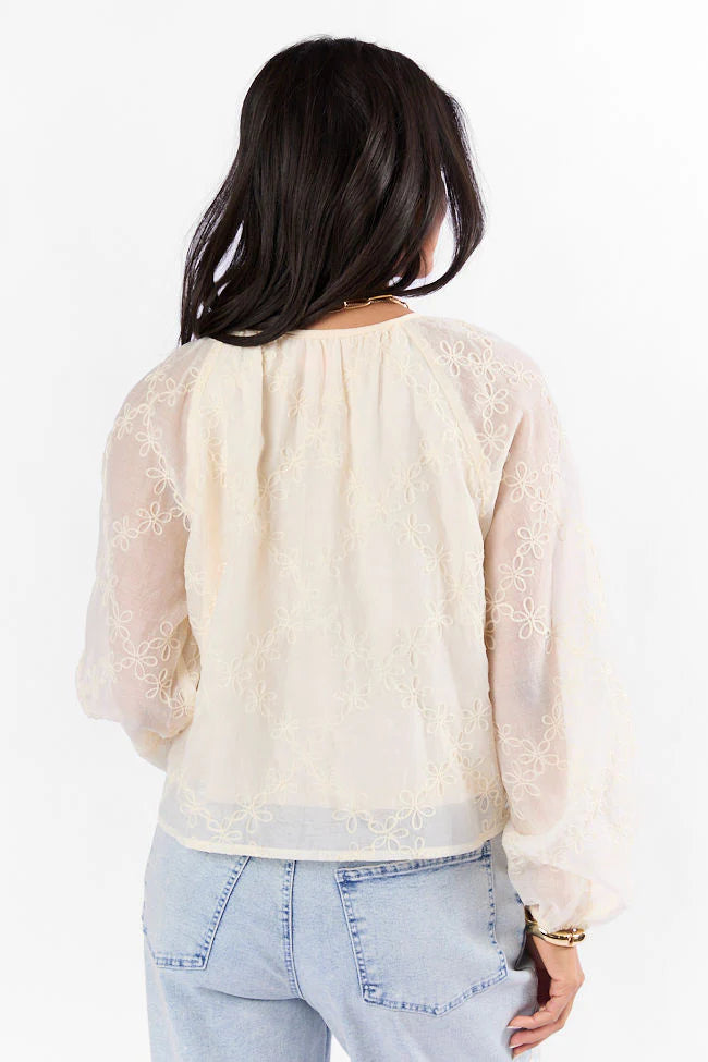 Face The Music Cream Embroidered Blouse