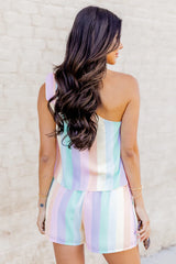 In My Favor Pastel Striped Romper FINAL SALE