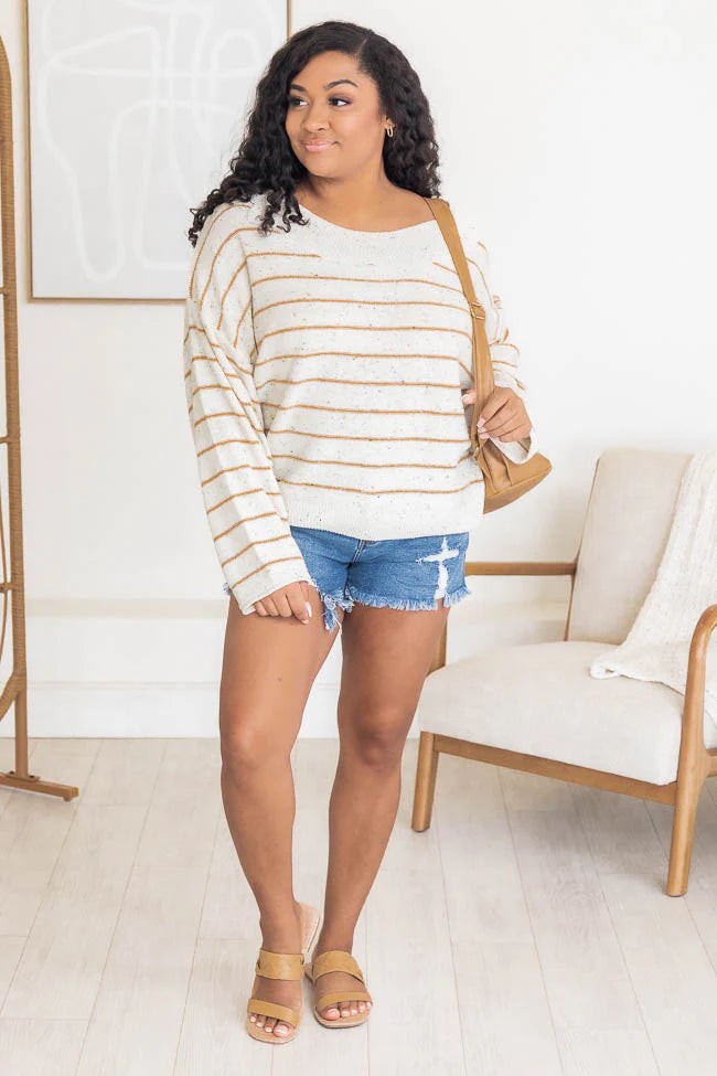 Sprinkle Of Love Wide Neck Striped Sweater  FINAL SALE