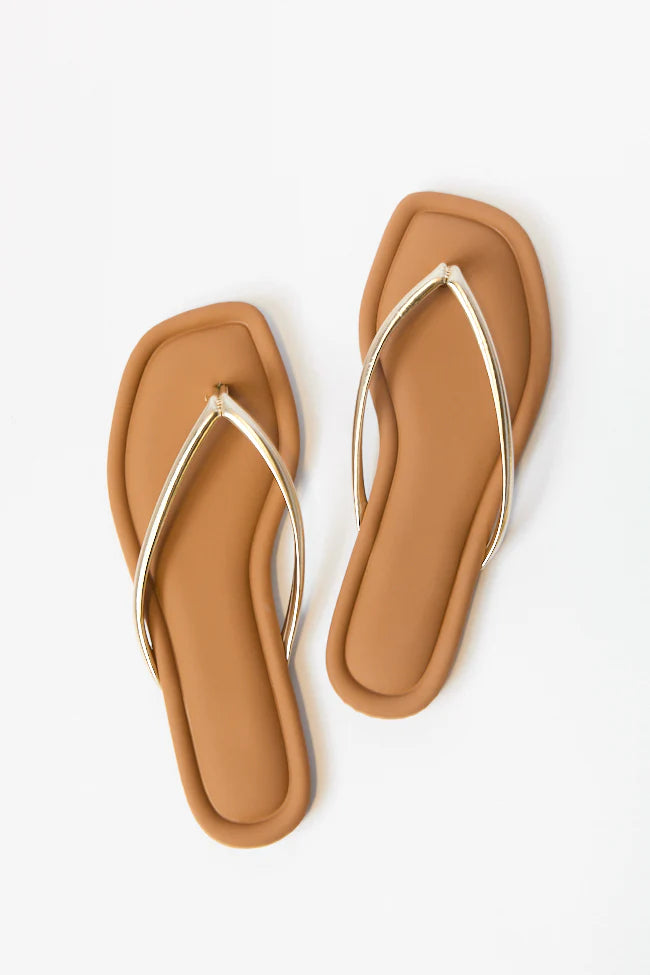 Sandy Gold Flip Flops