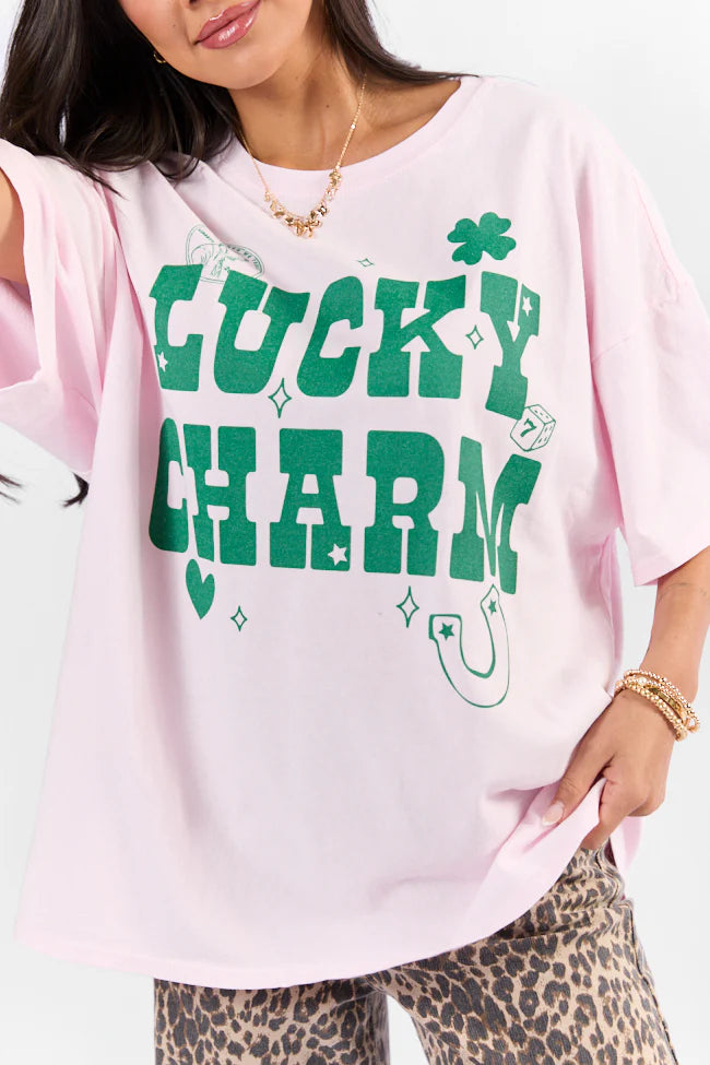 Lucky Charm Soft Pink Hyfve Oversized Graphic Tee