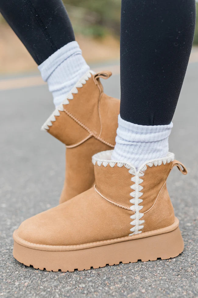 Cassie Chestnut Embroidered Mini Boots FINAL SALE