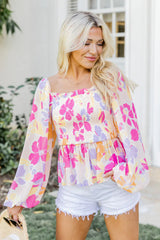 Look What You Started Multi Smocked Bust Floral Printed Blouse SALE