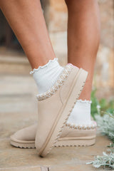 Sydney Light Beige Short Slip-On Bootie