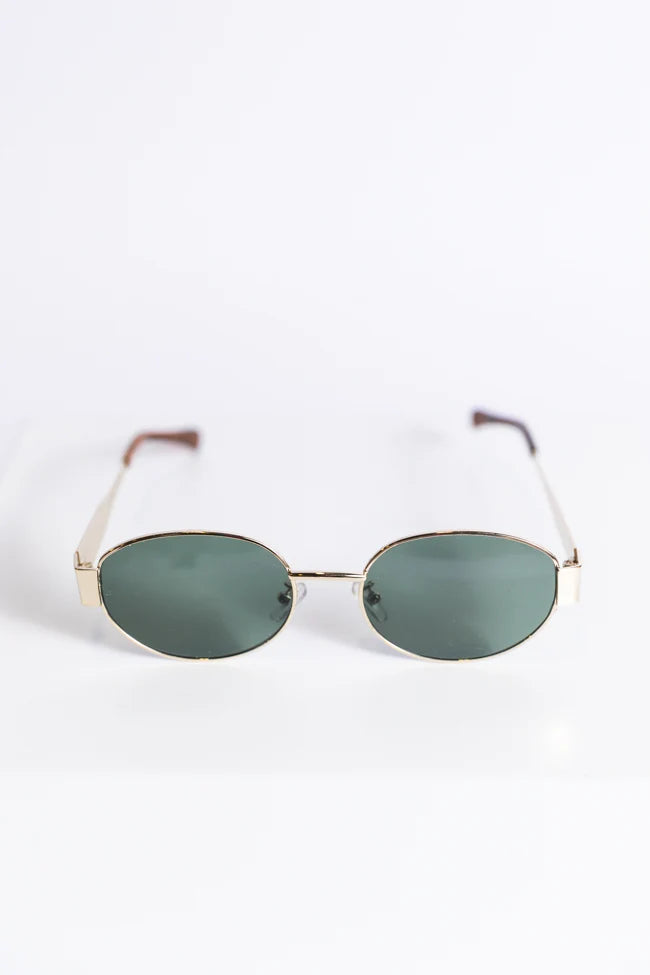 Gold Oval Wire Framed Sunglasses