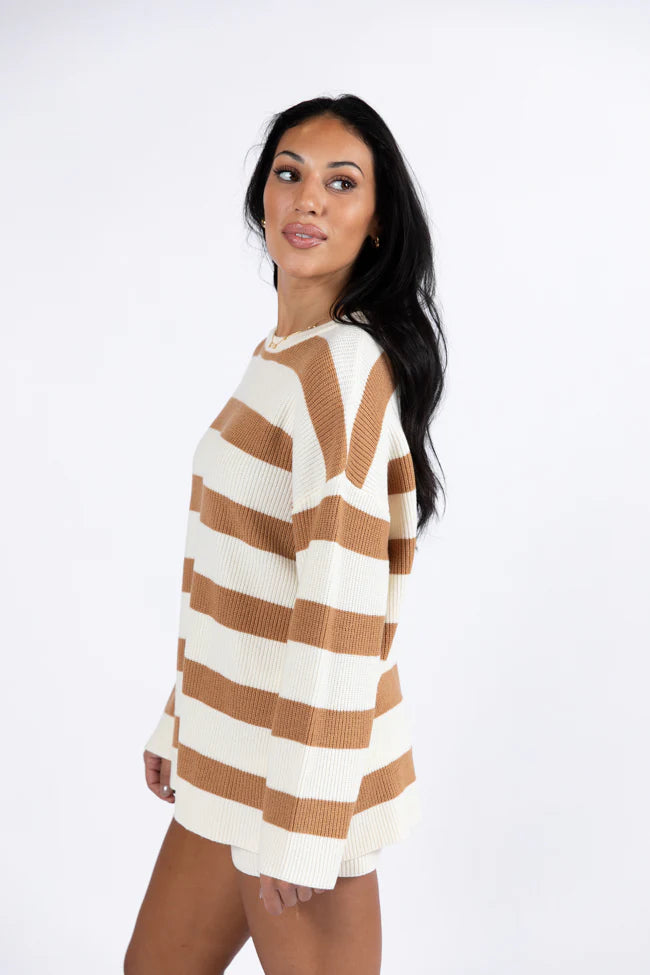 Sign Of The Times Ivory and Tan Striped Sweater Set SALE