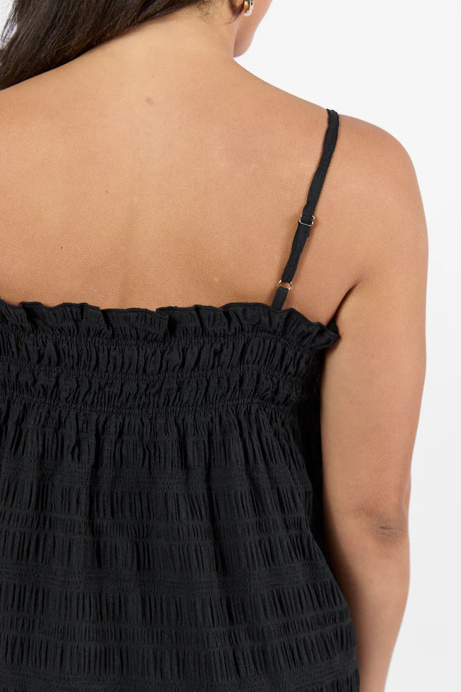 Tidal Tango Black Textured Shift Romper Dress