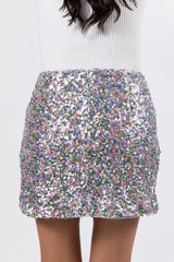 Fairy Lights Silver Multi Sequin Mini Skirt FINAL SALE