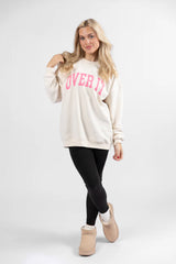 Over It Cream Oversized Graphic Sweatshirt