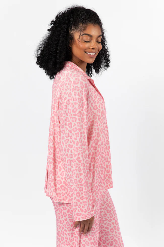 Sweet Dreams Pink Leopard Pajama Long Sleeve Top FINAL SALE