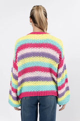 Forgot You Existed Hot Pink Multi Striped Cardigan FINAL SALE