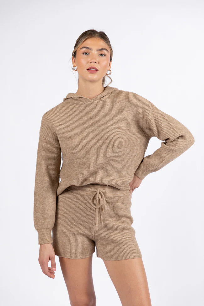 Cloud Chaser Mocha Sweater Knit Hoodie SALE