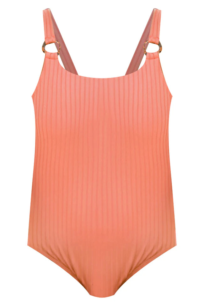 Watch Me Unwind Ribbed Terracotta One Piece Swimsuit FINAL SALE